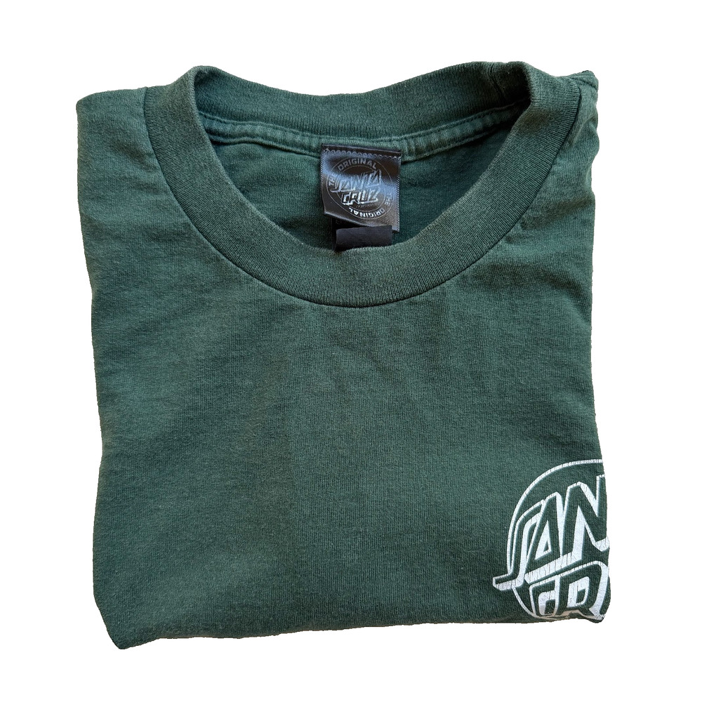 Santa Cruz Skateboards Graphic T-Shirt Mens Medium Green Vintage Faded - Picture 7 of 7